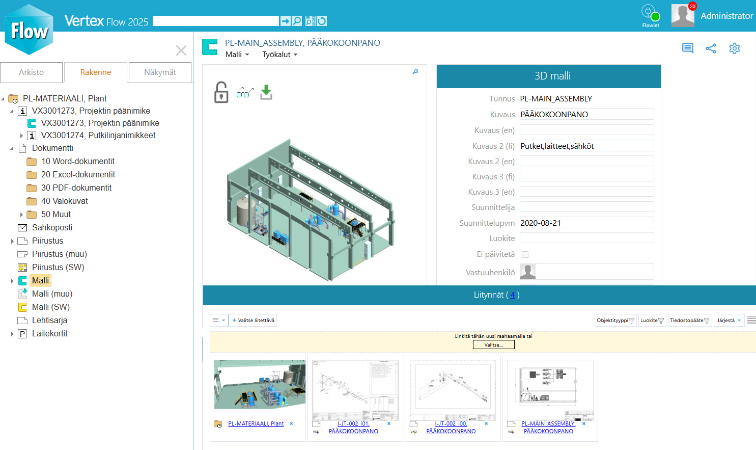 Vertex putkistosuunnittelu