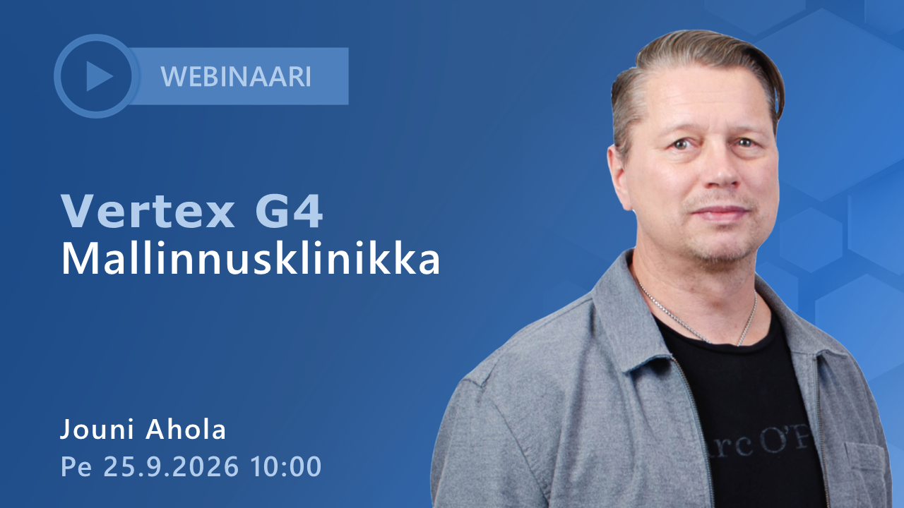 Vertex Webinar Title page template in 16 x 9 aspect ratio 2026 2 Vertex G4 mekaniikkasuunnittelu mallinnusklinikka